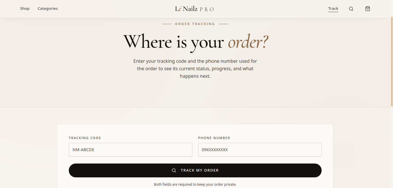 Le Nailz website screenshot 2 of 4